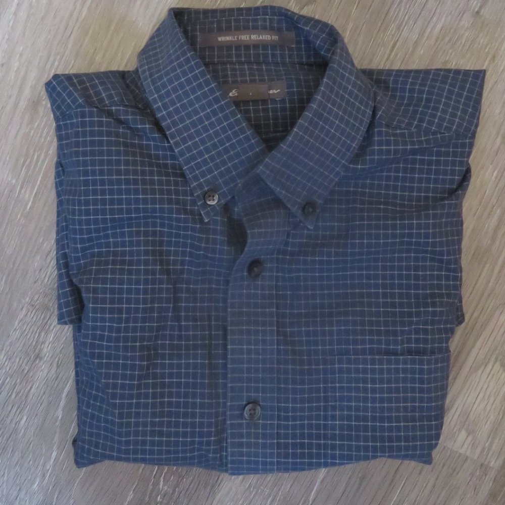 nwot Eddie Bauer Men's Check Shirt Blue/White Small (K397)